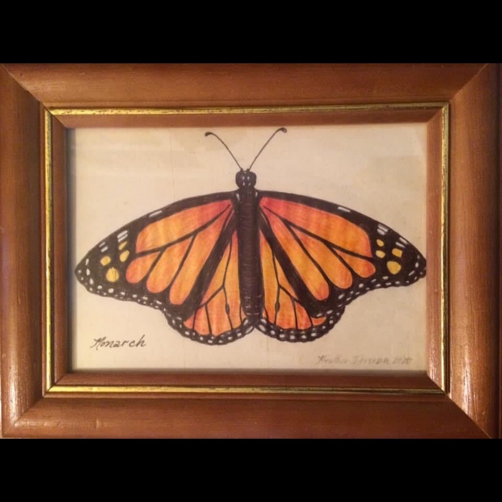 Monarch, Original Art on Vintage Paper